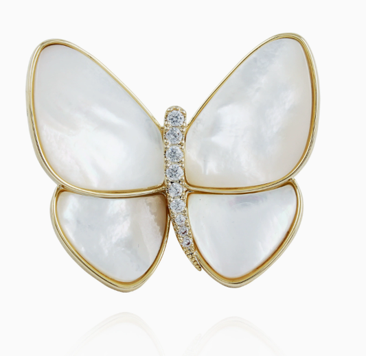 [MonoGleam] Luminous Pearl Butterfly Pin Brooch