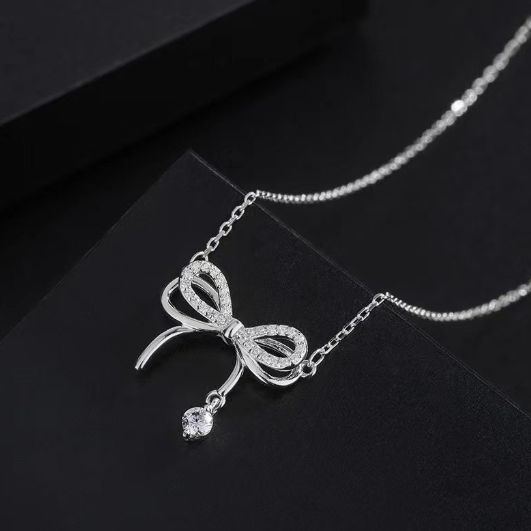 [MonoGleam]S925 Silver Ribbon Necklaces – Timeless Elegance - BestSeller Edition
