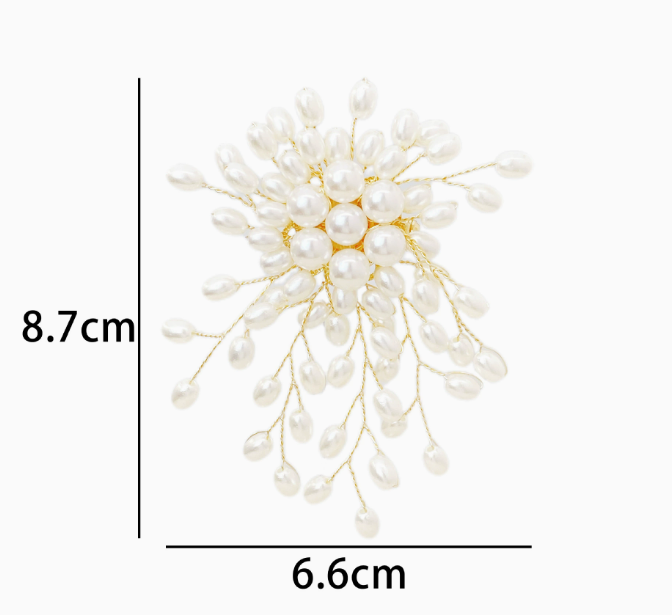 [MonoGleam] Pearl Blossom Floral Brooch - Elegant Sterling Silver Design